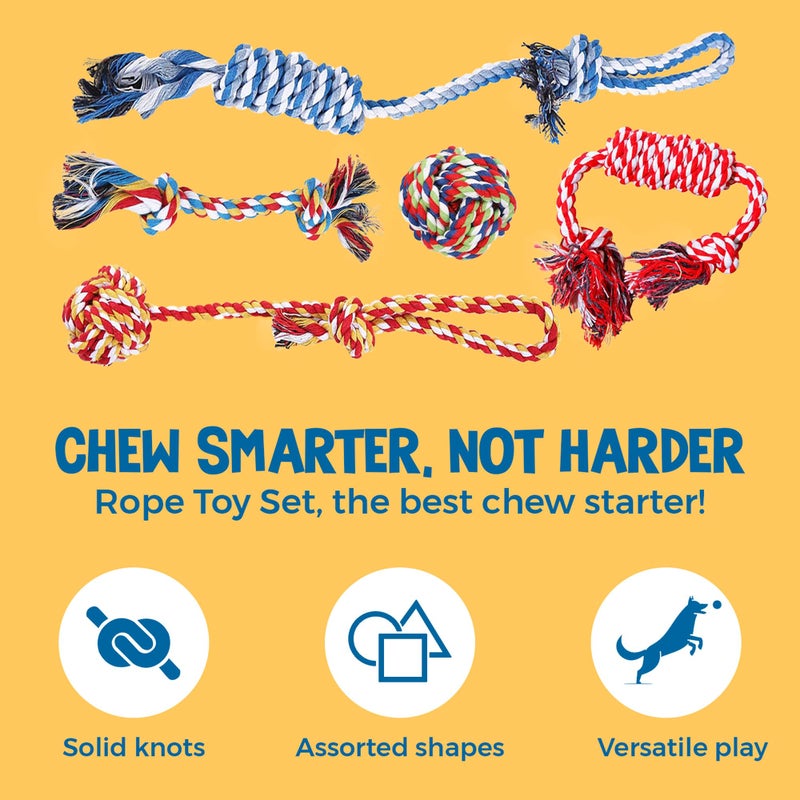 SunGrow, 5-Pack Ferret Rope Chew Teething Toys, Puppy Chew Toys & Accessories for Cage, Machine-Washable Durable Cotton Knotted Rope Dog Tug Toys for Small to Medium Breeds, 3â€ - 19â€ - Image 3